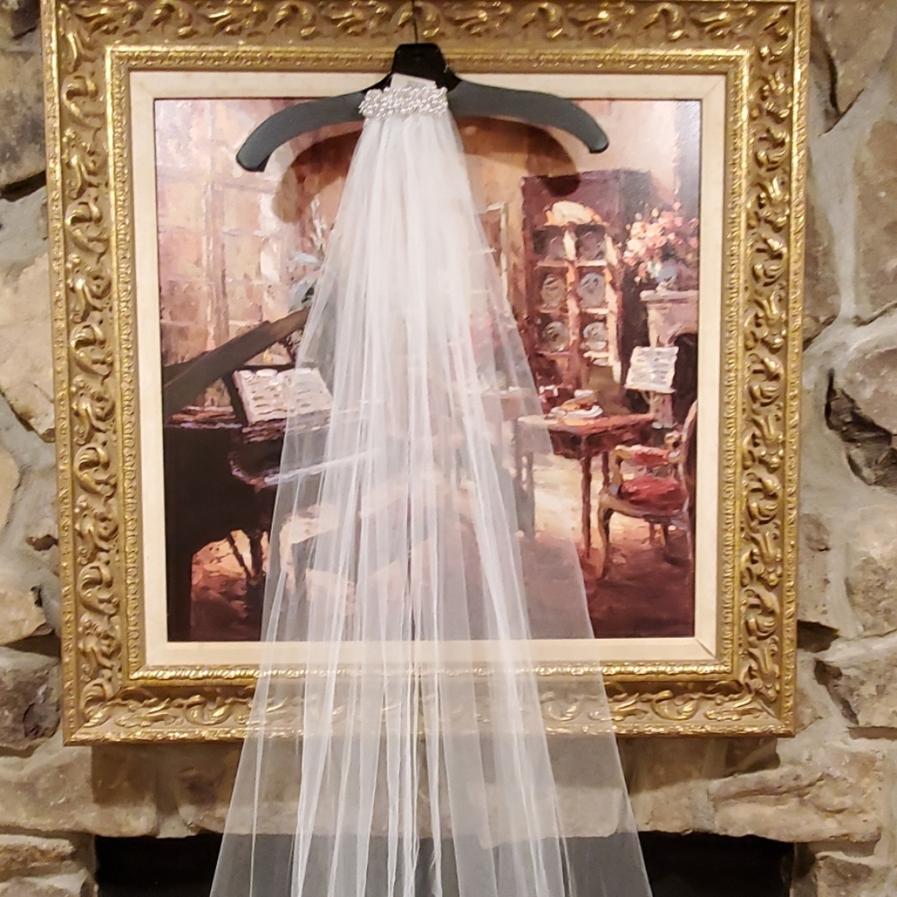 White David's Bridal long veil